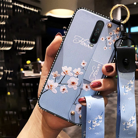 Funda Silicona Gel Goma Flores Carcasa S01 para Xiaomi Redmi K30 4G Azul Cielo