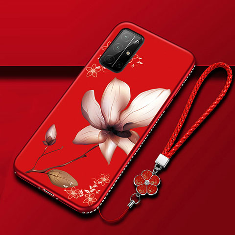 Funda Silicona Gel Goma Flores Carcasa S02 para Huawei Honor 30S Rojo Rosa