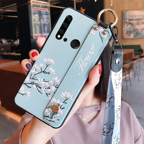 Funda Silicona Gel Goma Flores Carcasa S02 para Huawei Nova 5i Cian