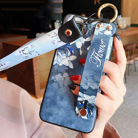 Funda Silicona Gel Goma Flores Carcasa S02 para Huawei Nova 6 SE Azul