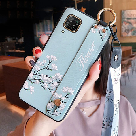 Funda Silicona Gel Goma Flores Carcasa S02 para Huawei Nova 6 SE Cian