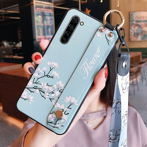 Funda Silicona Gel Goma Flores Carcasa S02 para Oppo Find X2 Lite Azul Cielo