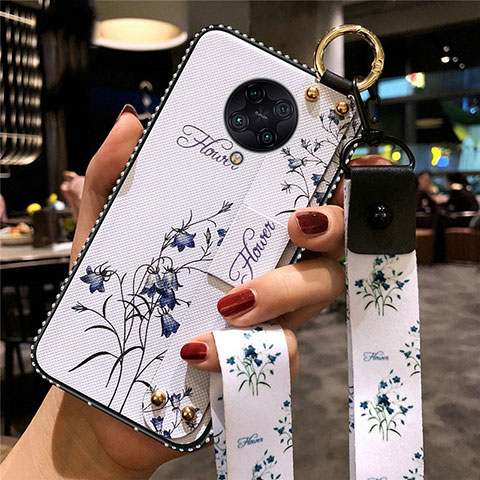 Funda Silicona Gel Goma Flores Carcasa S02 para Xiaomi Redmi K30 Pro Zoom Blanco