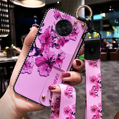 Funda Silicona Gel Goma Flores Carcasa S02 para Xiaomi Redmi K30 Pro Zoom Morado