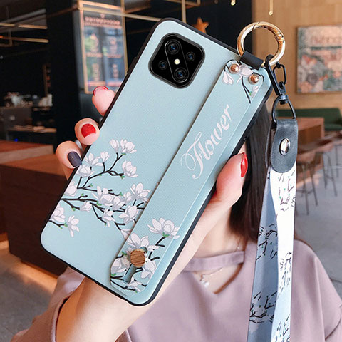 Funda Silicona Gel Goma Flores Carcasa S03 para Oppo A92s 5G Azul Cielo