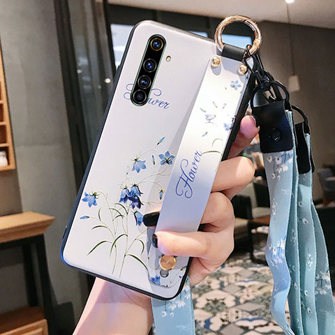 Funda Silicona Gel Goma Flores Carcasa S03 para Realme X50 Pro 5G Blanco