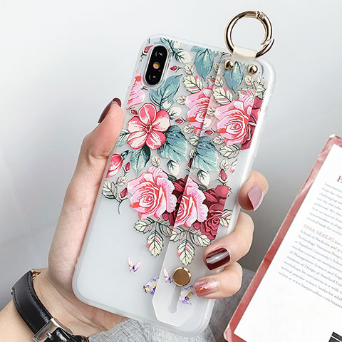 Funda Silicona Gel Goma Flores Carcasa S04 para Apple iPhone X Verde