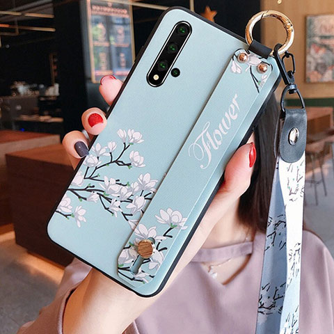 Funda Silicona Gel Goma Flores Carcasa S04 para Huawei Nova 5T Cian