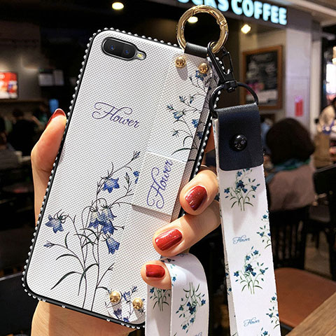 Funda Silicona Gel Goma Flores Carcasa S04 para Oppo R17 Neo Blanco