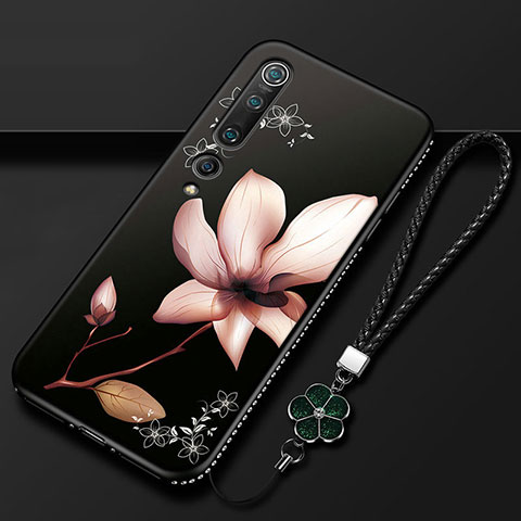 Funda Silicona Gel Goma Flores Carcasa S04 para Xiaomi Mi 10 Negro