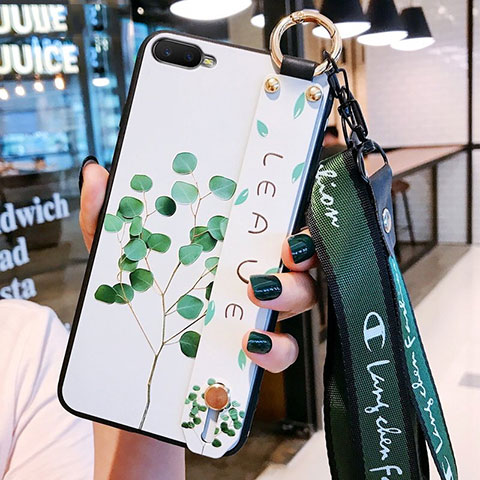 Funda Silicona Gel Goma Flores Carcasa S05 para Oppo K1 Verde