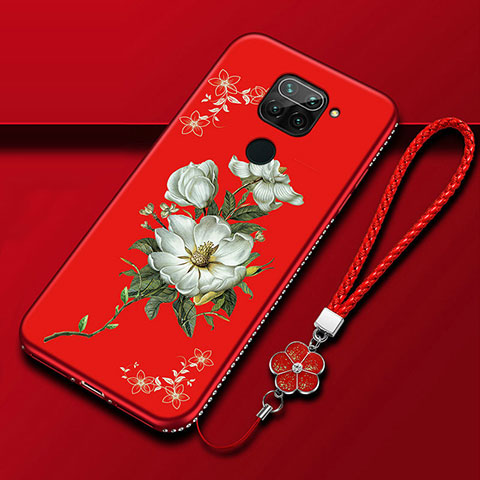 Funda Silicona Gel Goma Flores Carcasa S05 para Xiaomi Redmi Note 9 Rojo