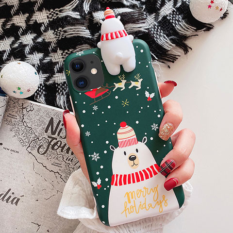 Funda Silicona Gel Goma Navidad Carcasa C02 para Apple iPhone 11 Verde