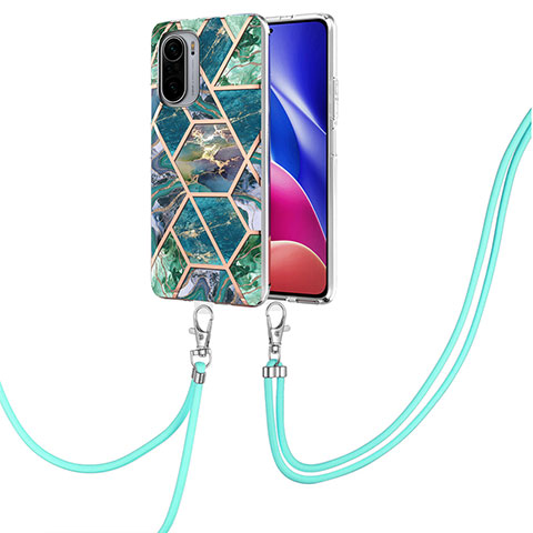 Funda Silicona Gel Goma Patron de Moda Carcasa con Acollador Cordon Lanyard Y01B para Xiaomi Mi 11i 5G Verde Noche