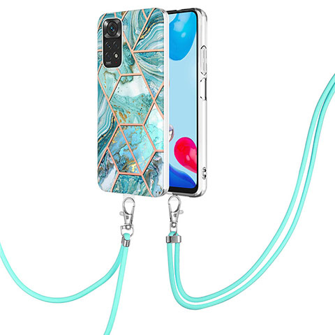 Funda Silicona Gel Goma Patron de Moda Carcasa con Acollador Cordon Lanyard Y01B para Xiaomi Redmi Note 11 4G (2022) Menta Verde