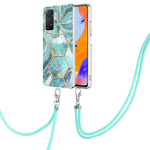 Funda Silicona Gel Goma Patron de Moda Carcasa con Acollador Cordon Lanyard Y01B para Xiaomi Redmi Note 11 Pro 5G Menta Verde