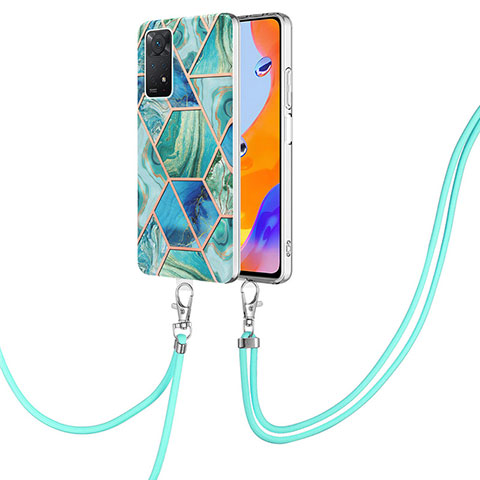 Funda Silicona Gel Goma Patron de Moda Carcasa con Acollador Cordon Lanyard Y01B para Xiaomi Redmi Note 11 Pro 5G Verde