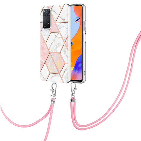 Funda Silicona Gel Goma Patron de Moda Carcasa con Acollador Cordon Lanyard Y01B para Xiaomi Redmi Note 12 Pro 4G Rosa