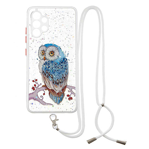 Funda Silicona Gel Goma Patron de Moda Carcasa con Acollador Cordon Lanyard Y01X para Samsung Galaxy M32 5G Multicolor