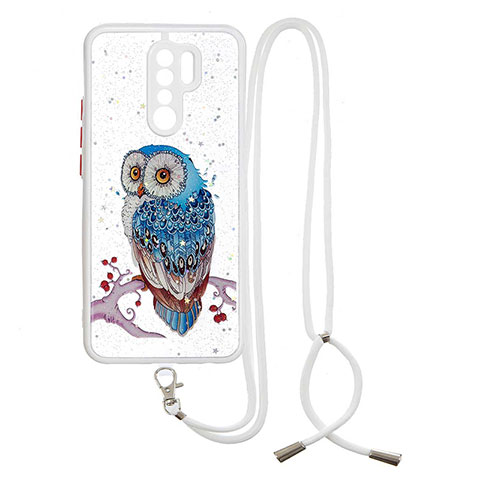 Funda Silicona Gel Goma Patron de Moda Carcasa con Acollador Cordon Lanyard Y01X para Xiaomi Poco M2 Multicolor