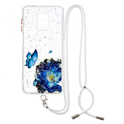 Funda Silicona Gel Goma Patron de Moda Carcasa con Acollador Cordon Lanyard Y01X para Xiaomi Poco M2 Pro Azul