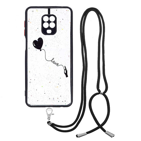 Funda Silicona Gel Goma Patron de Moda Carcasa con Acollador Cordon Lanyard Y01X para Xiaomi Poco M2 Pro Negro