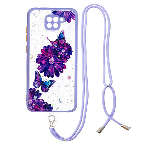 Funda Silicona Gel Goma Patron de Moda Carcasa con Acollador Cordon Lanyard Y01X para Xiaomi Redmi 10X 4G Azul