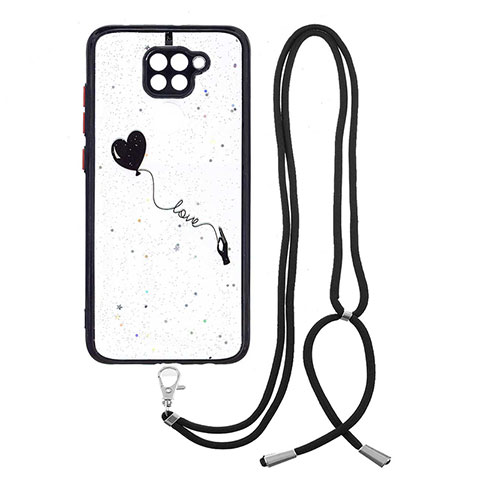 Funda Silicona Gel Goma Patron de Moda Carcasa con Acollador Cordon Lanyard Y01X para Xiaomi Redmi 10X 4G Negro