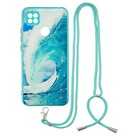 Funda Silicona Gel Goma Patron de Moda Carcasa con Acollador Cordon Lanyard Y01X para Xiaomi Redmi 9 Activ Verde