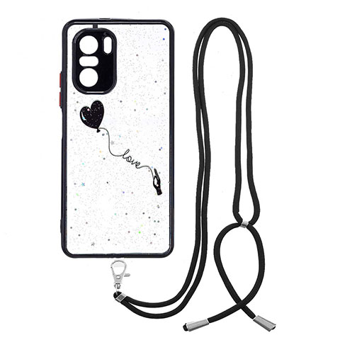 Funda Silicona Gel Goma Patron de Moda Carcasa con Acollador Cordon Lanyard Y01X para Xiaomi Redmi K40 5G Negro