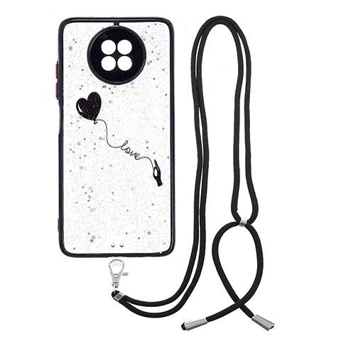 Funda Silicona Gel Goma Patron de Moda Carcasa con Acollador Cordon Lanyard Y01X para Xiaomi Redmi Note 9T 5G Negro