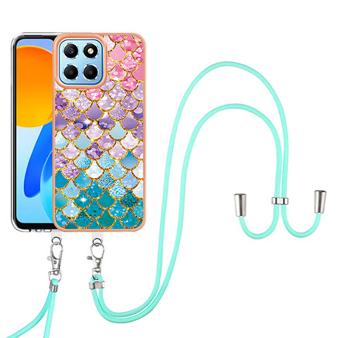 Funda Silicona Gel Goma Patron de Moda Carcasa con Acollador Cordon Lanyard Y03B para Huawei Honor 70 Lite 5G Vistoso