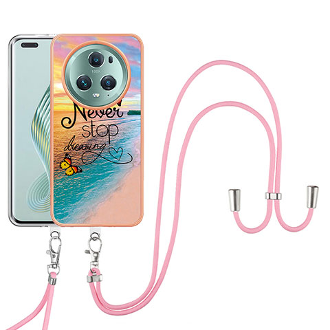 Funda Silicona Gel Goma Patron de Moda Carcasa con Acollador Cordon Lanyard Y03B para Huawei Honor Magic5 Pro 5G Multicolor