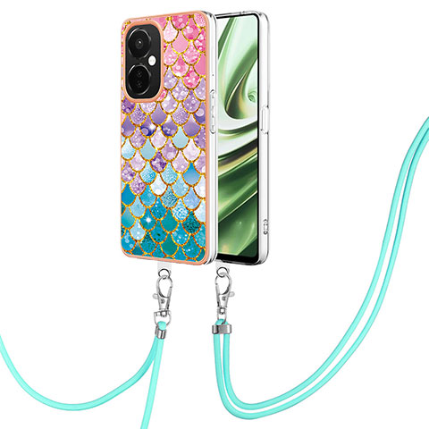 Funda Silicona Gel Goma Patron de Moda Carcasa con Acollador Cordon Lanyard Y03B para OnePlus Nord CE 3 Lite 5G Vistoso