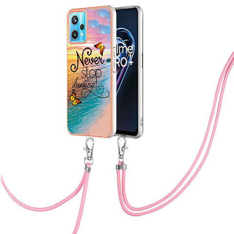 Funda Silicona Gel Goma Patron de Moda Carcasa con Acollador Cordon Lanyard Y03B para Realme 9 4G Multicolor