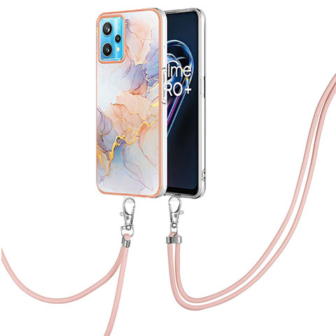 Funda Silicona Gel Goma Patron de Moda Carcasa con Acollador Cordon Lanyard Y03B para Realme 9 Pro 5G Purpura Claro