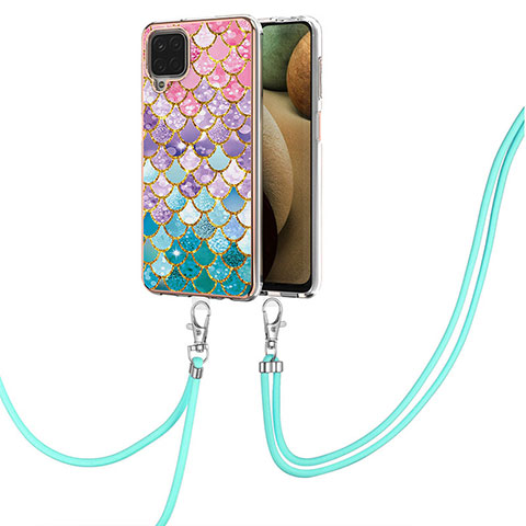 Funda Silicona Gel Goma Patron de Moda Carcasa con Acollador Cordon Lanyard Y03B para Samsung Galaxy A12 Nacho Vistoso