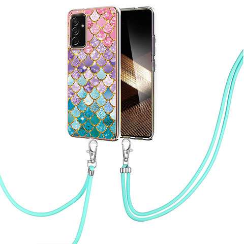 Funda Silicona Gel Goma Patron de Moda Carcasa con Acollador Cordon Lanyard Y03B para Samsung Galaxy A15 4G Vistoso