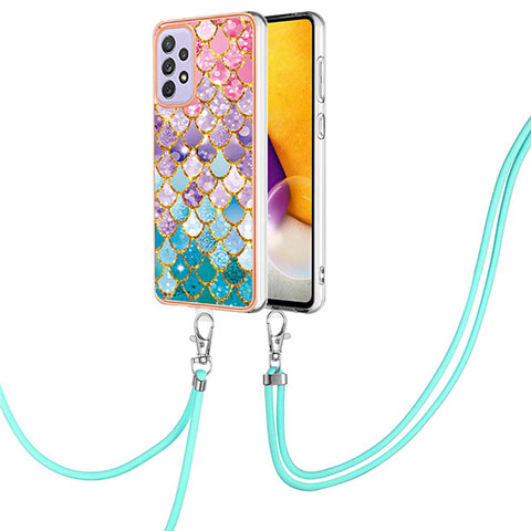 Funda Silicona Gel Goma Patron de Moda Carcasa con Acollador Cordon Lanyard Y03B para Samsung Galaxy A33 5G Vistoso