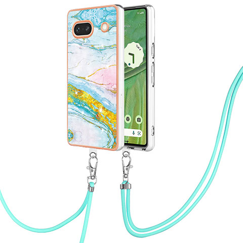 Funda Silicona Gel Goma Patron de Moda Carcasa con Acollador Cordon Lanyard Y05B para Google Pixel 7a 5G Vistoso