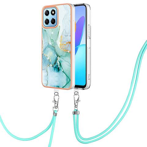 Funda Silicona Gel Goma Patron de Moda Carcasa con Acollador Cordon Lanyard Y05B para Huawei Honor X6 5G Verde