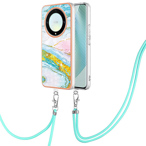 Funda Silicona Gel Goma Patron de Moda Carcasa con Acollador Cordon Lanyard Y05B para Huawei Honor X9a 5G Vistoso