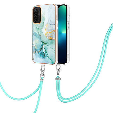 Funda Silicona Gel Goma Patron de Moda Carcasa con Acollador Cordon Lanyard Y05B para OnePlus Nord N200 5G Verde