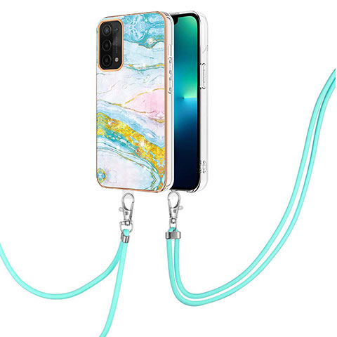 Funda Silicona Gel Goma Patron de Moda Carcasa con Acollador Cordon Lanyard Y05B para Oppo A74 5G Vistoso