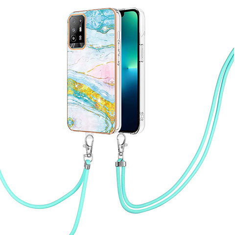 Funda Silicona Gel Goma Patron de Moda Carcasa con Acollador Cordon Lanyard Y05B para Oppo A95 5G Vistoso