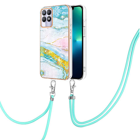 Funda Silicona Gel Goma Patron de Moda Carcasa con Acollador Cordon Lanyard Y05B para Realme 8i Vistoso