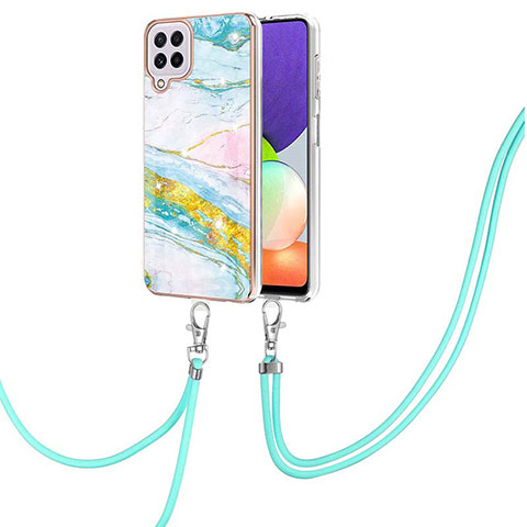 Funda Silicona Gel Goma Patron de Moda Carcasa con Acollador Cordon Lanyard Y05B para Samsung Galaxy A22 4G Vistoso