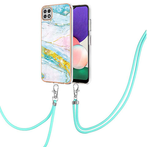 Funda Silicona Gel Goma Patron de Moda Carcasa con Acollador Cordon Lanyard Y05B para Samsung Galaxy A22 5G Vistoso