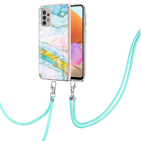 Funda Silicona Gel Goma Patron de Moda Carcasa con Acollador Cordon Lanyard Y05B para Samsung Galaxy A32 5G Vistoso