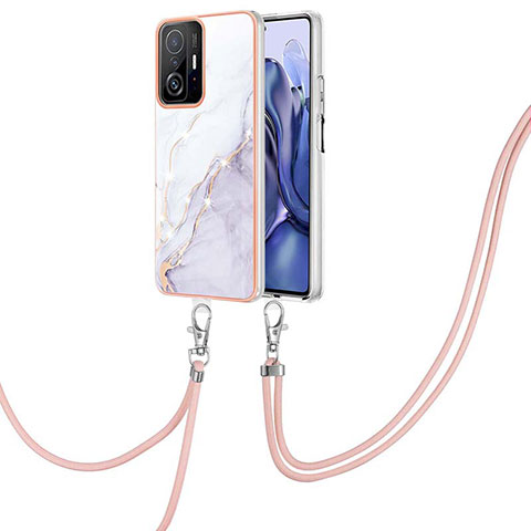 Funda Silicona Gel Goma Patron de Moda Carcasa con Acollador Cordon Lanyard Y05B para Xiaomi Mi 11T 5G Blanco